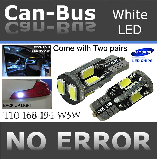 4pc T10 Canbus Samsung 10 LED Chip White Plugin Front Side Marker Lights H167