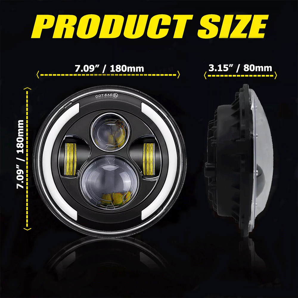4PCS/ 7″ Round LED Headlights + Turn Signal Lamps Kit For Jeep Wrangler JK 07-18