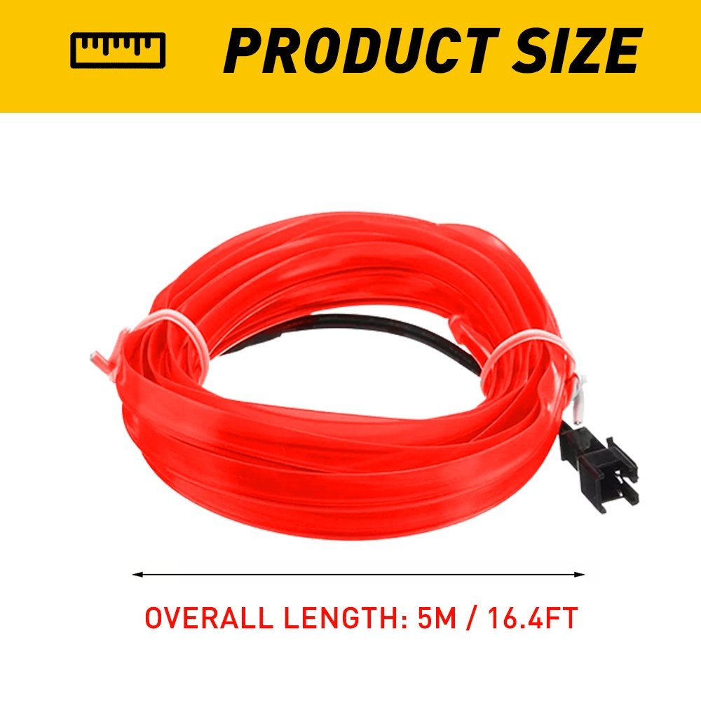 Red 5M Car Line Auto Interior LED Decor Atmosphere Light Wire Lamp Strip USB Kit