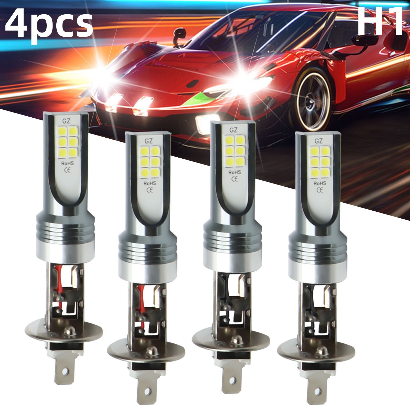 4x H3 LED Headlight Bulb Kit High Low Beam 220W 60000LM Super Bright 6000K White