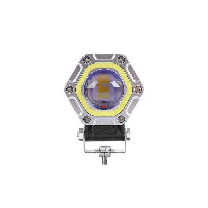 1 PCS Motorcycle 3.5-Inch Spotlight External Glow Hexagonal Spotlight Auxiliary