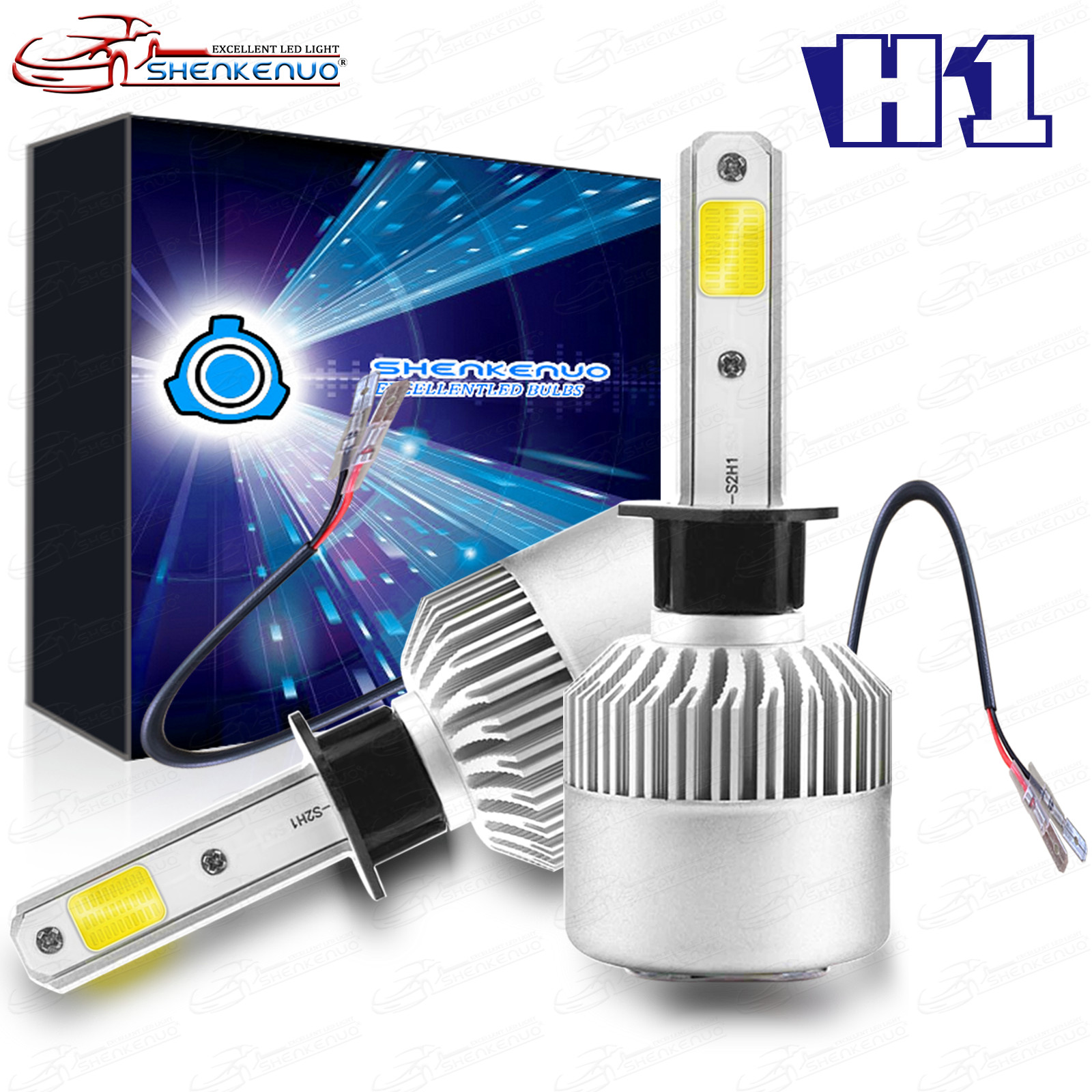 H1 100W 6000K White LED Headlight Bulbs Conversion Kits Low Beam Replace Halogen