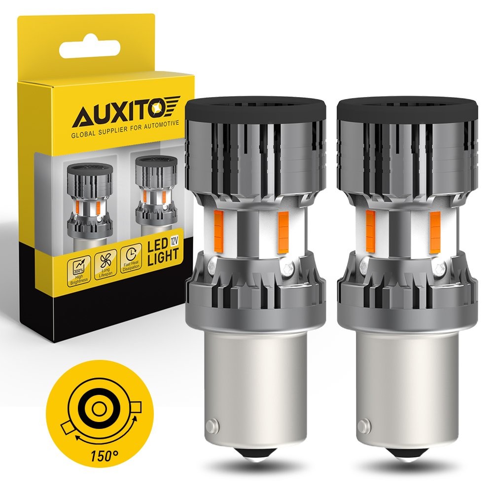 AUXITO BAU15S 8-LED Turn signal light Amber 2400LM Super Bright Universal 12V Ca