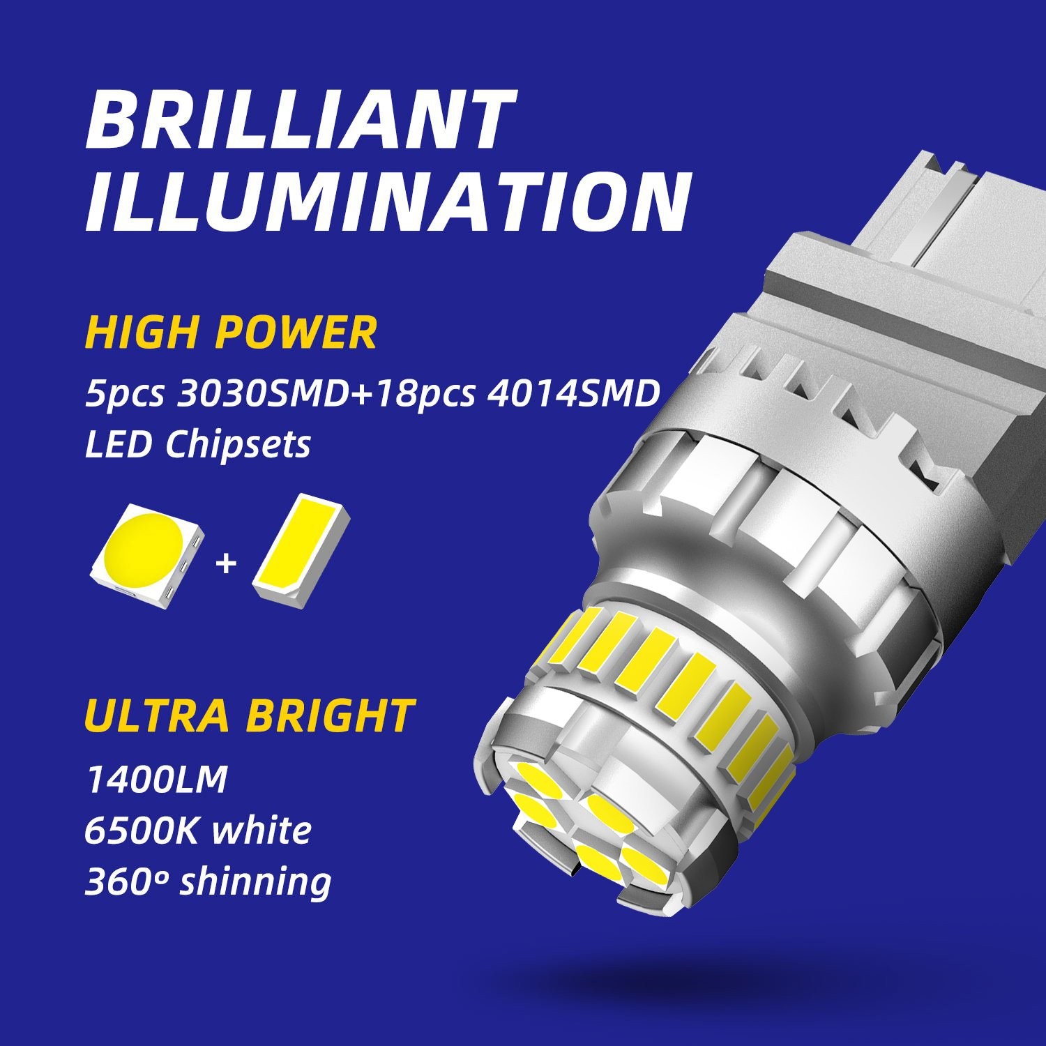 2F Series 3157 LED Bulbs Error Free CANBUS Anti Hyper Flash Bright White 2-10X