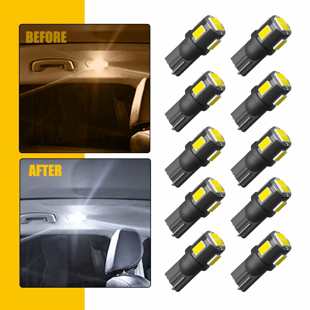 10-100 T10 168 194 LED License Plate Light Bulb 6000K 5630SMD Super Bright White