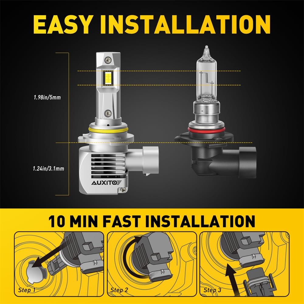 Super Bright Auxito LED Headlights High Low Beam 9005 H11 Lamp Kit Plug Play Q16