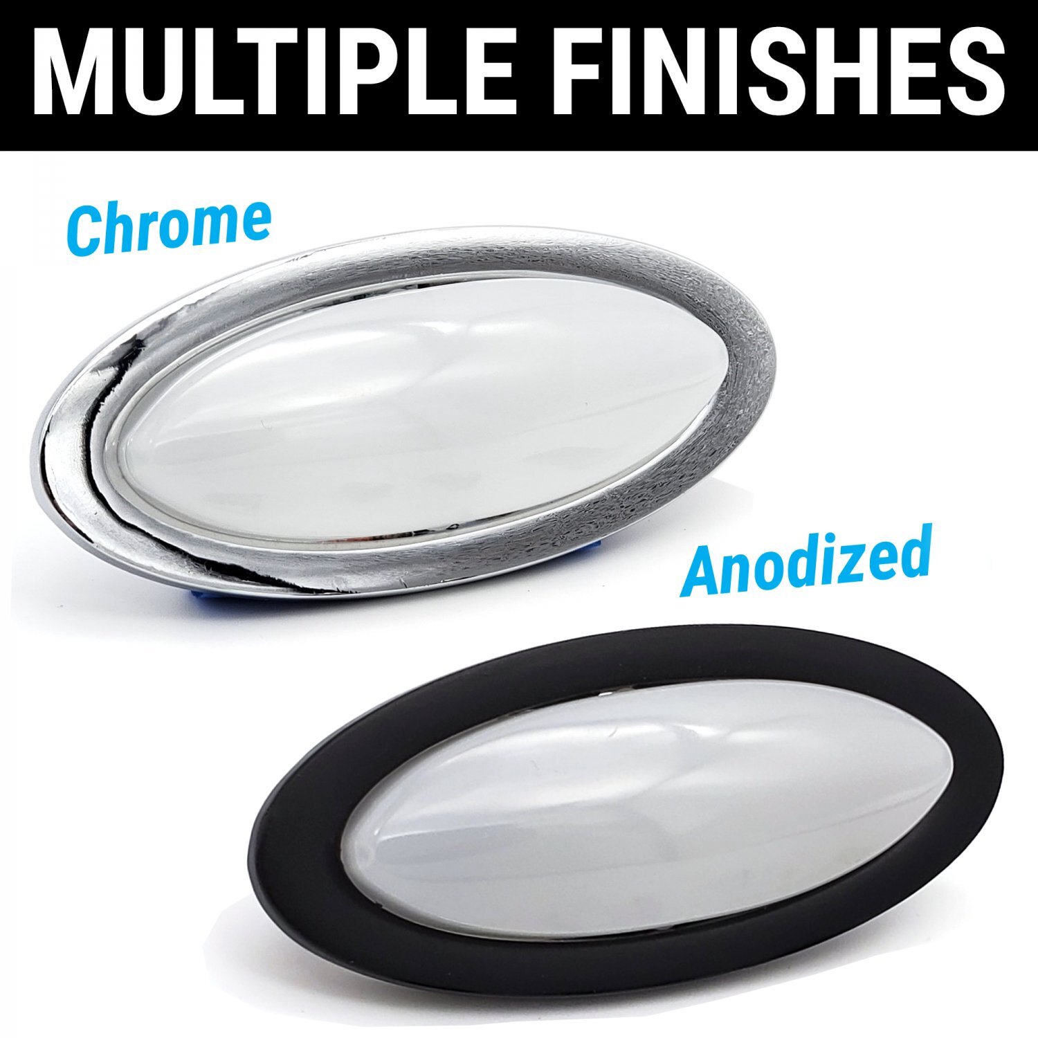 Billet Chrome Oval Universal Bright LED Interior Dome Light Courtesy Map Trunk