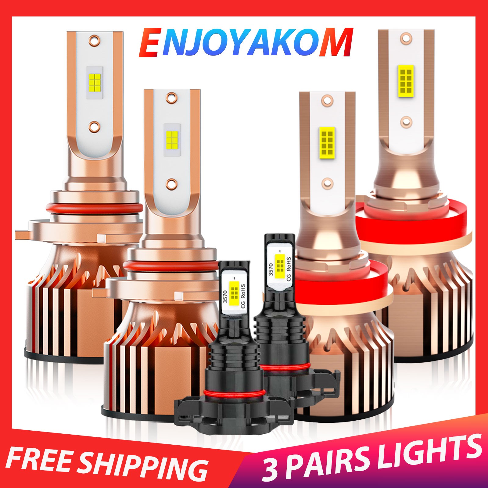 For GMC Sierra 1500 2007-2013 LED Headlight Kit High/Low Beam Fog Light Bulbs
