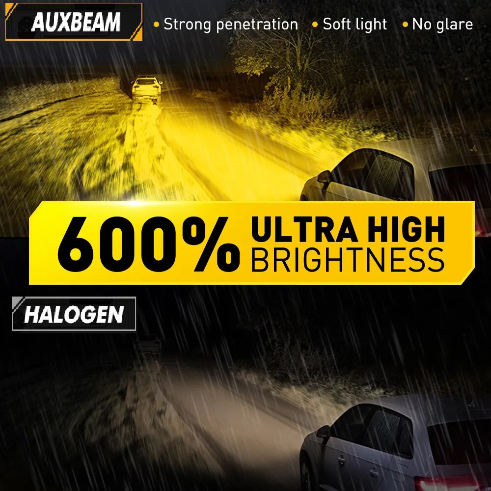 AUXBEAM H16 5202 LED Fog Lights Amber For Chevy Silverado 1500 2500HD 2007-2015
