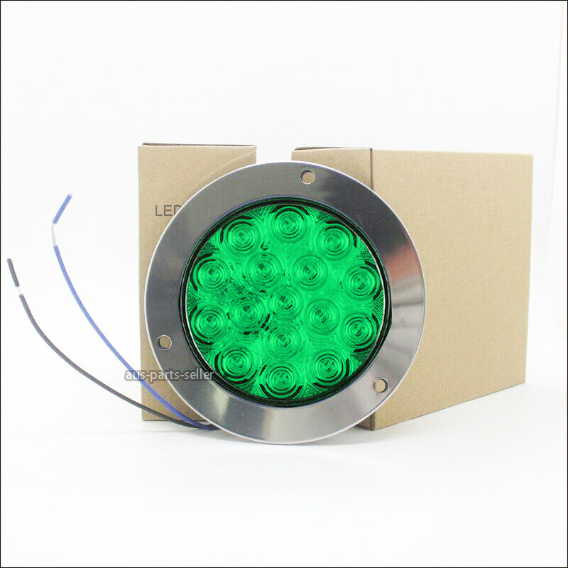 4pcs 16 LED 4″ Round Green Trailer Truck Brake Stop Turn Signal Tail Light IP67