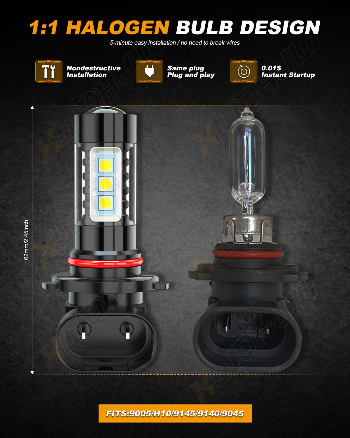 For Chrysler Aspen 2007-2009 Combo 9008 H13 9145 LED Headlight Fog Light 4 Bulbs