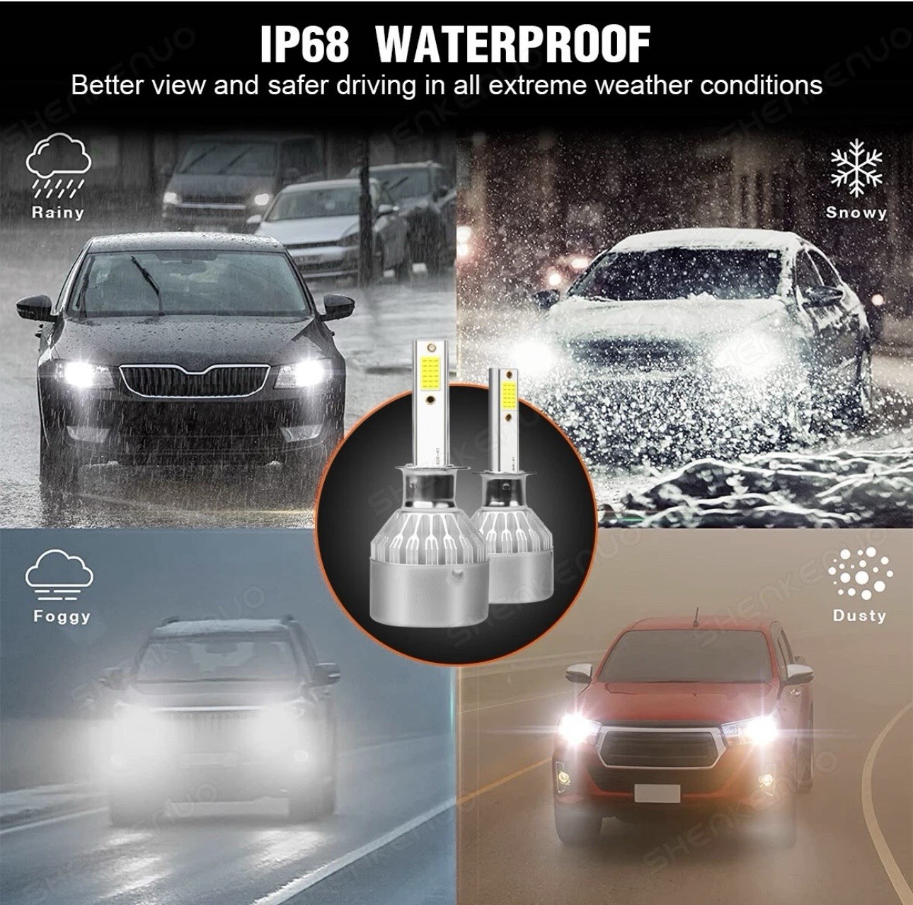 H1 H11 881 White LED Headlight High Low Beam Fog Light 6x Bulbs