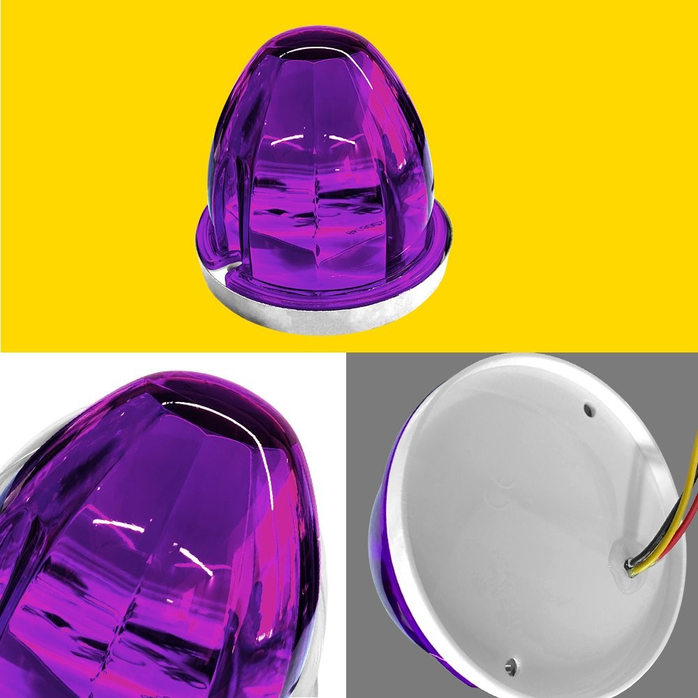 2X Universal Purple LED Watermelon Lights Side Marker Light For Caravans 12V-24V