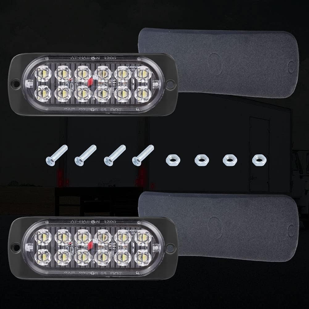 2 Pack White LED Reverse Backup Lights Waterproof Surface Mount DOT Compliant
