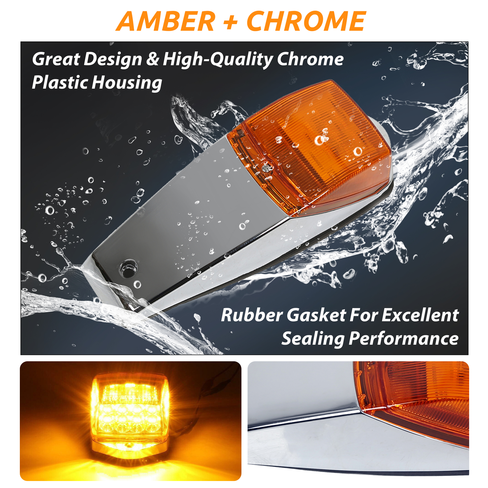 For Peterbilt Kenworth Freightliner Amber 31LED Top Roof Cab Marker Lights 5 pcs