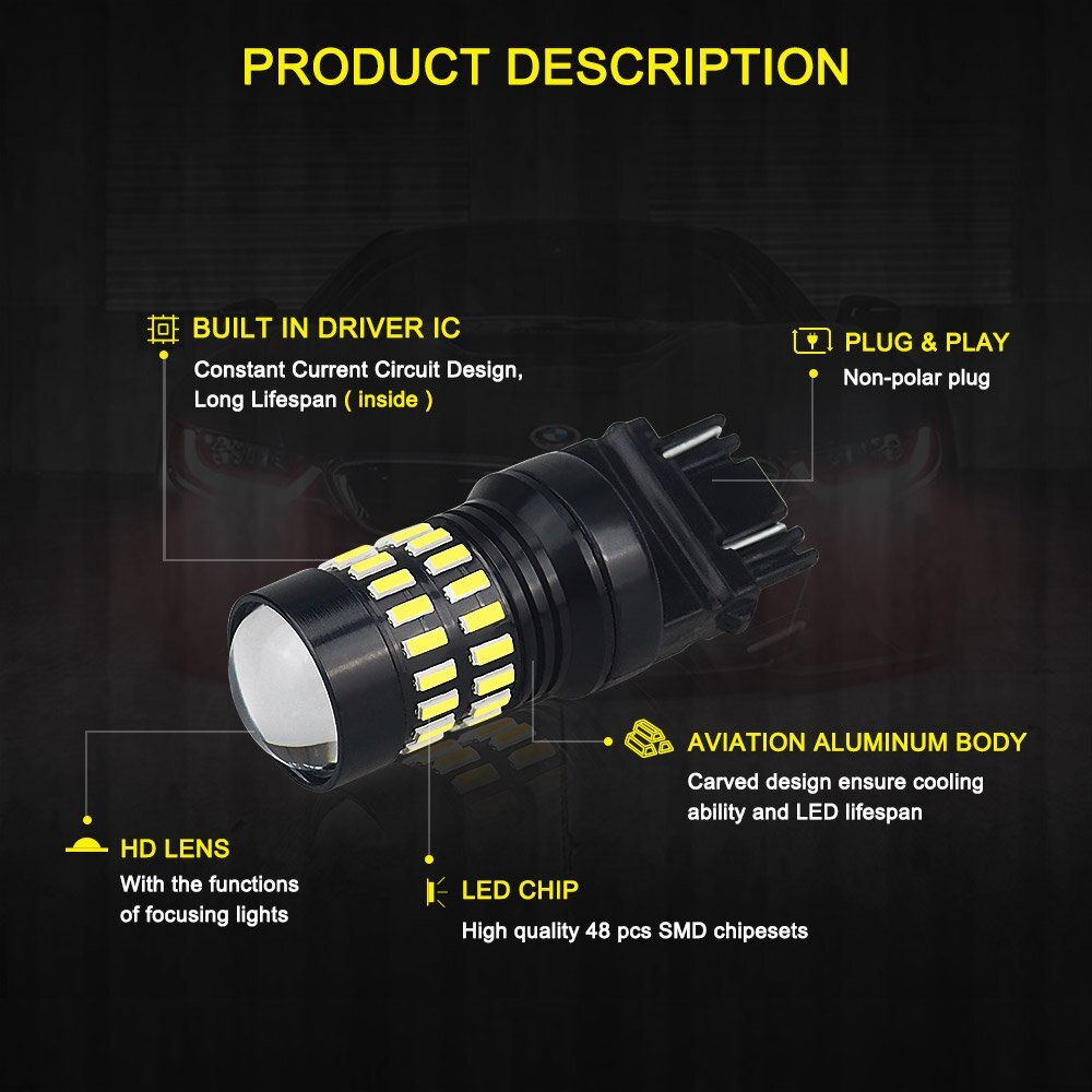 2400lm 3157 4114 4157 LED DRL Driving Daytime Running Light Bulb 6000K White 48H