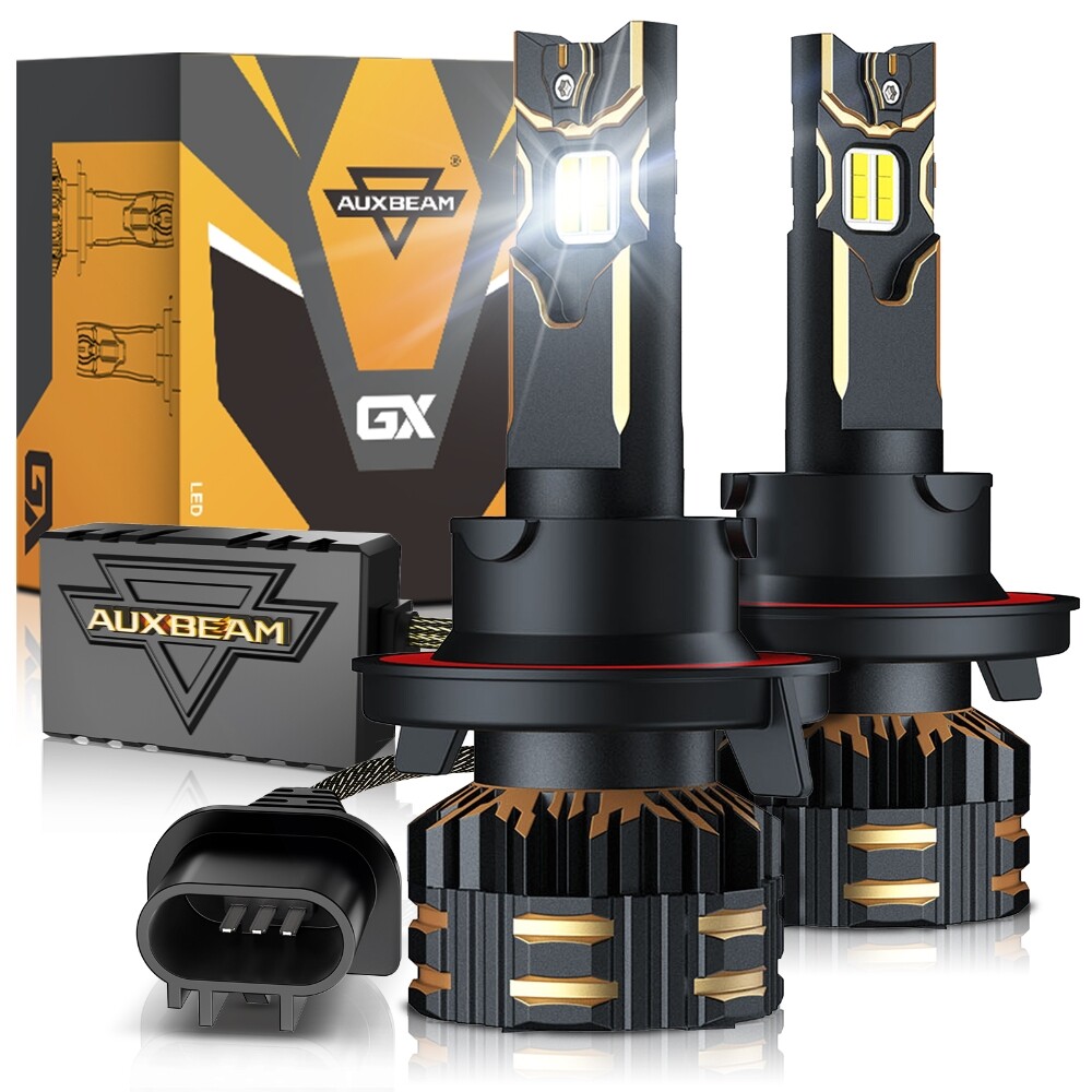 AUXBEAM GX H13 LED Headlight High Low Beam Bulbs / 9145 H10 Fog Light Bulb 6500K