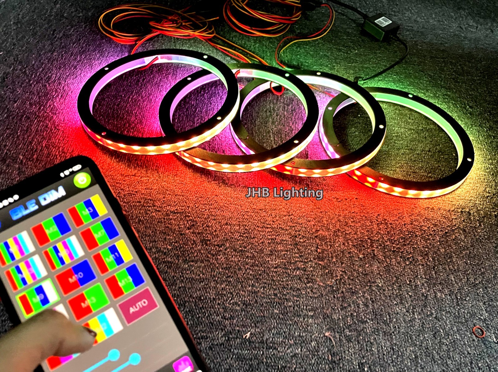 6.5″ x4PCS CHASING LED Remote & Bluetooth 1/2″ Spacer Speaker Rings Lights