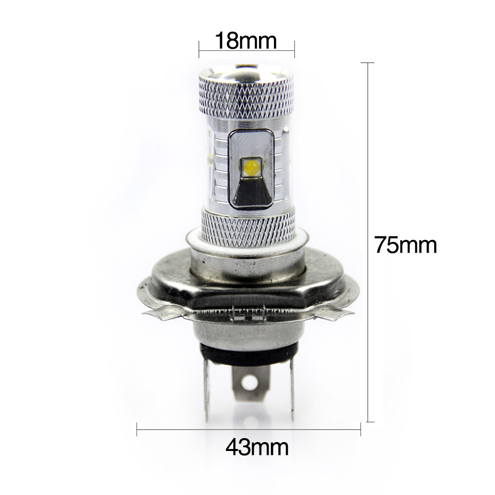 H4 HB2 9003 1pc H4 LED Bulb White 6000K DC 12V Aviation Aluminum Alloy 600LM 30W