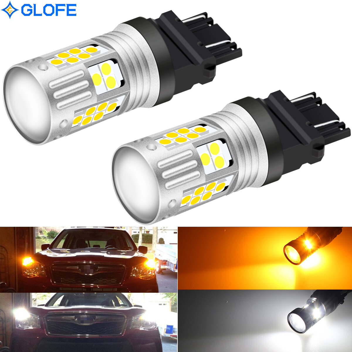 2X Switchback 16-SMD LED Turn Signal Lights Bulbs for Subaru Impreza 2009-2011