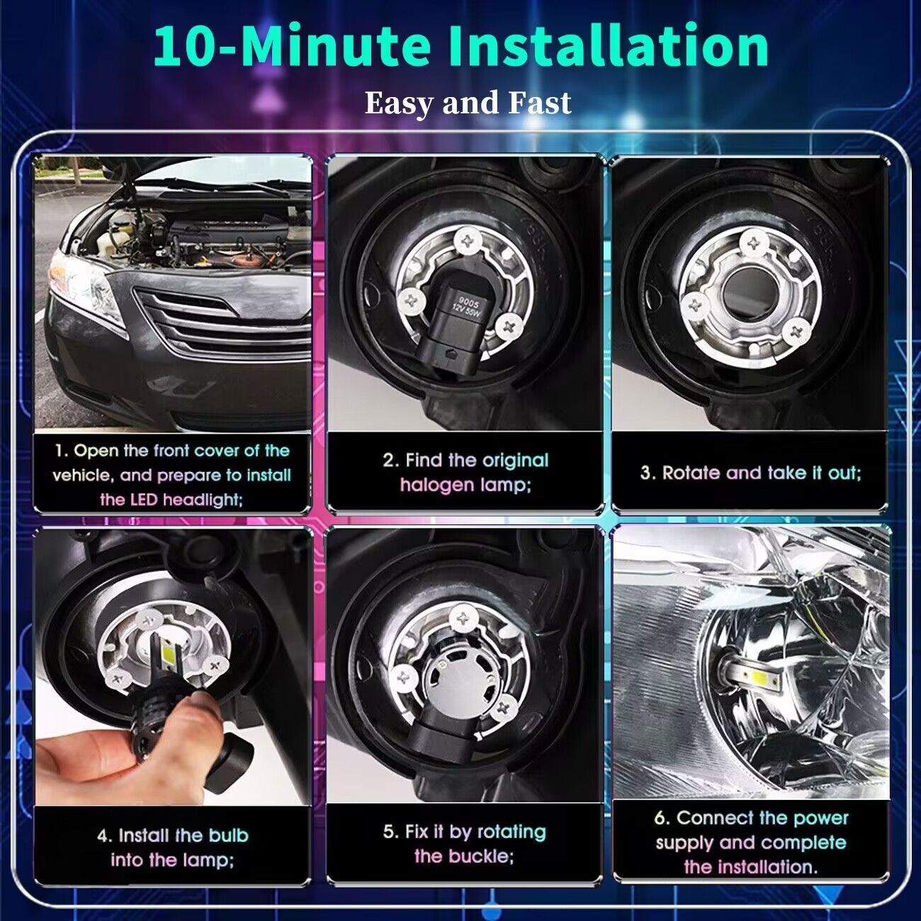 H11 CSP LED Headlight Super Bright Bulbs Kit 8000K Xenon White 330000LM Low Beam
