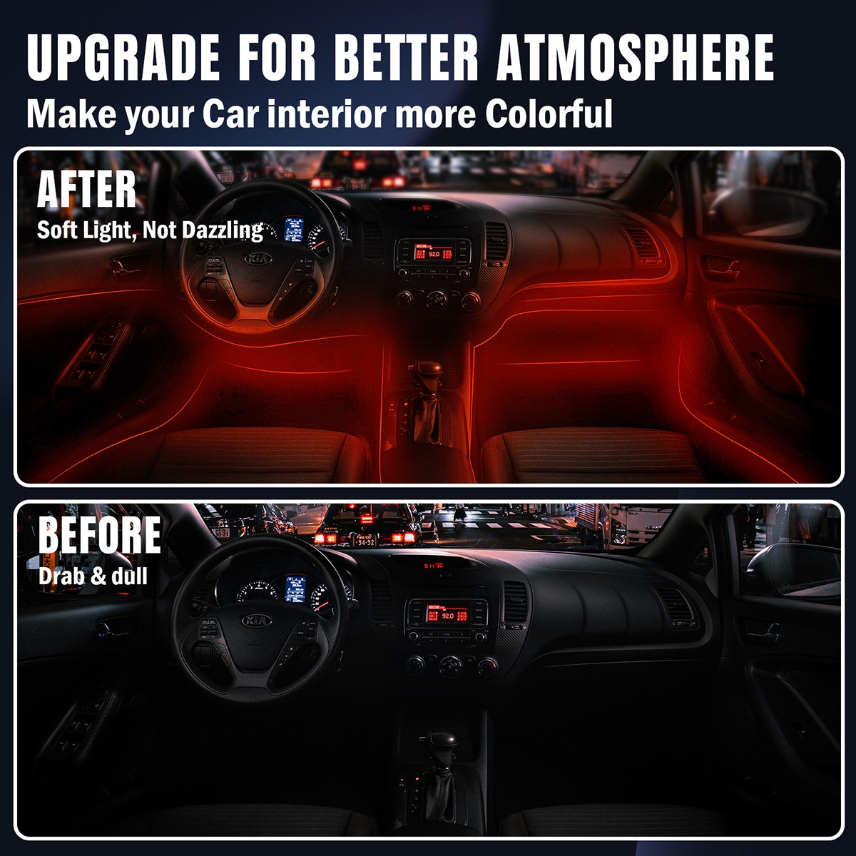 RGB LED Car Fiber Optic Interior Lamp Decor Ambient Light Strips App Control New