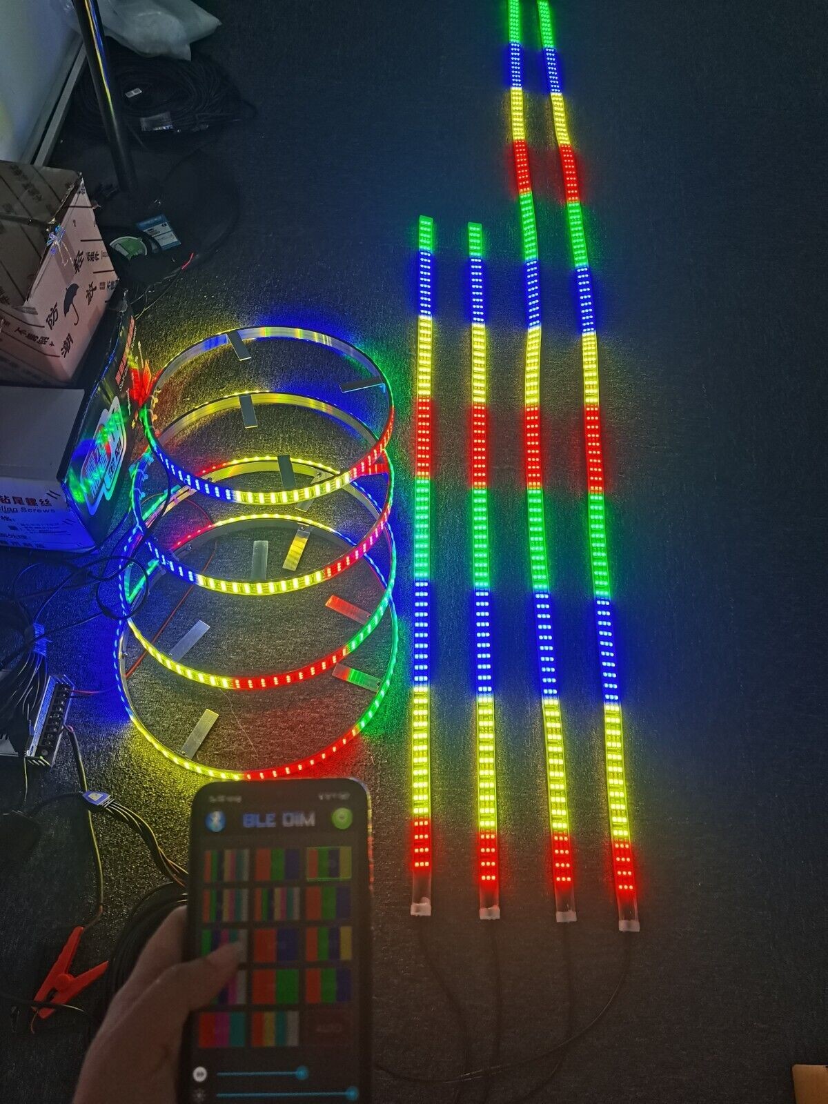 2/3/4 Row 15.5“ 17.5“ Chasing LED Wheel Lights + Underglow LED Strips 8PCS Kit