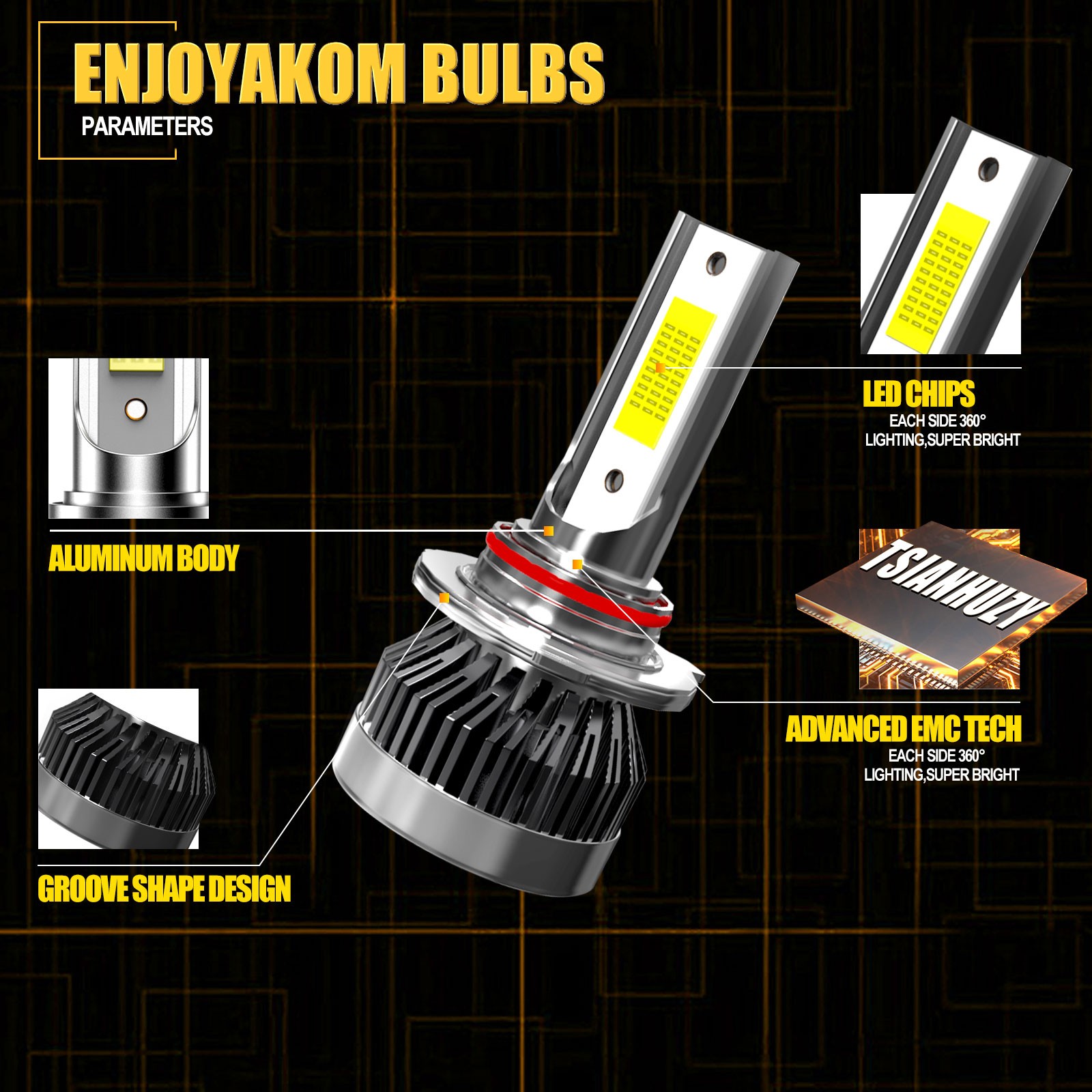 Combo 9005/H11/H11 LED Headlight Fog light Bulbs High Low Beam 6000K White