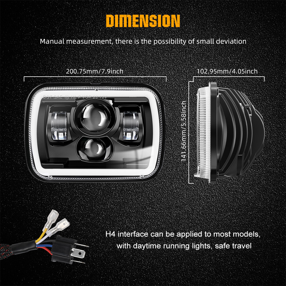 Ultra-bright 5X7″7×6″ inch Rectangle LED Hi/Lo Beam Headlight DRL 180W Headlamps