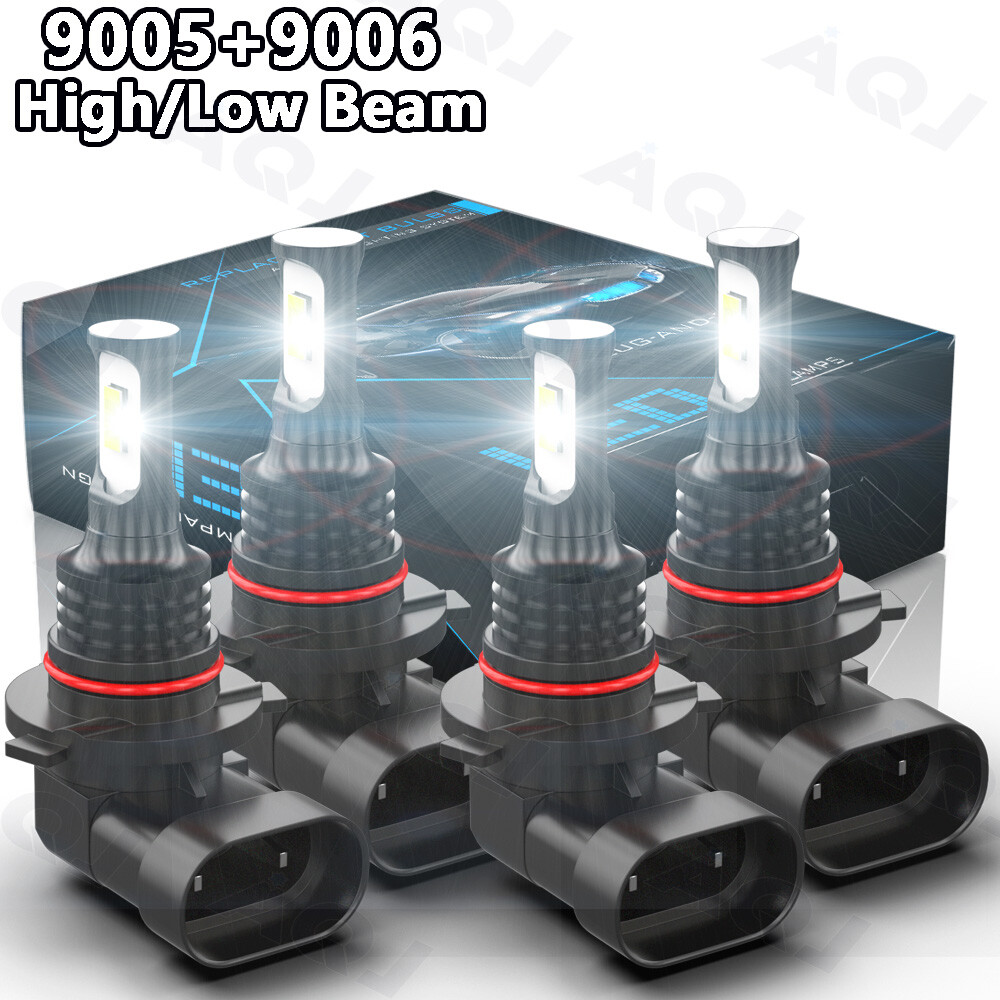 4x Combo 9005 9006 LED Headlight Bulb 360 Degree Adjustable Highlight Series