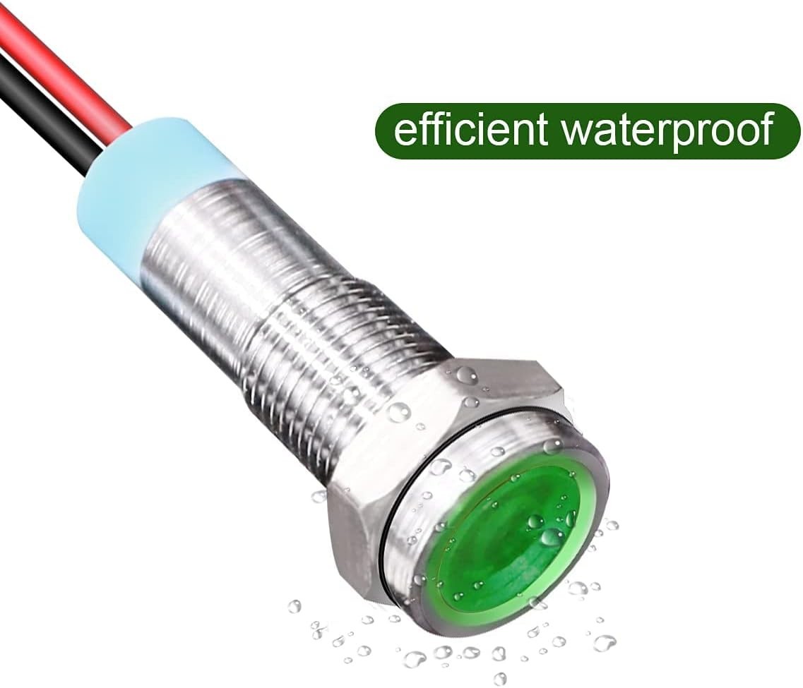 Green 8mm LED Indicator Lights (5pcs) for AC/DC 12-24V – Eco-Friendly & Durable
