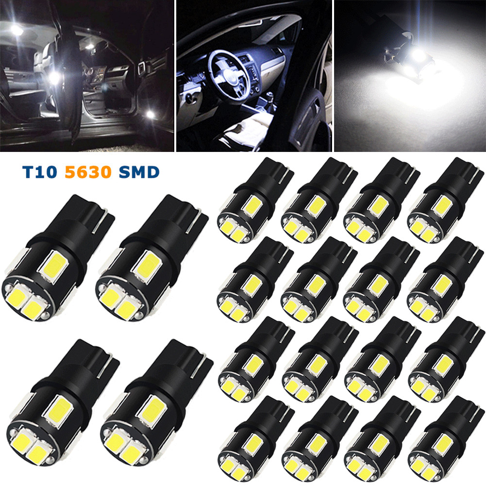 AUXITO 20PCS 192 194 168 W5W T10 Xenon White Dome Map 5630-SMD 2 LED Light Bulbs