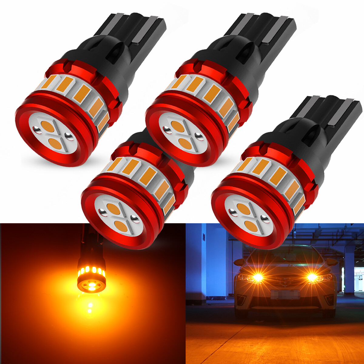 4x Amber LED Side Marker Light Bulbs 168 194 T10 2825 For Toyota Camry 2002-2024