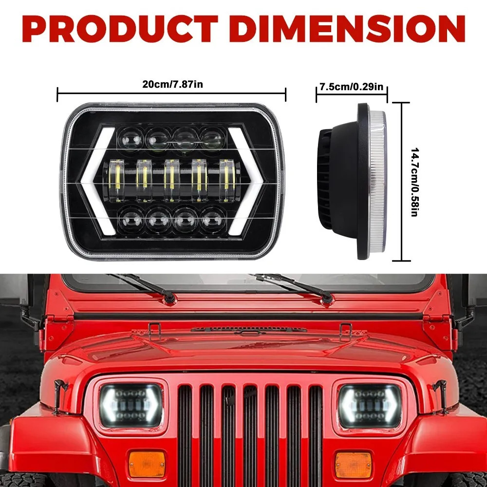 Fit Chevrolet Astro Express Cargo Van 2PCS 5X7″ 7×6 LED Headlights High/Low DRL