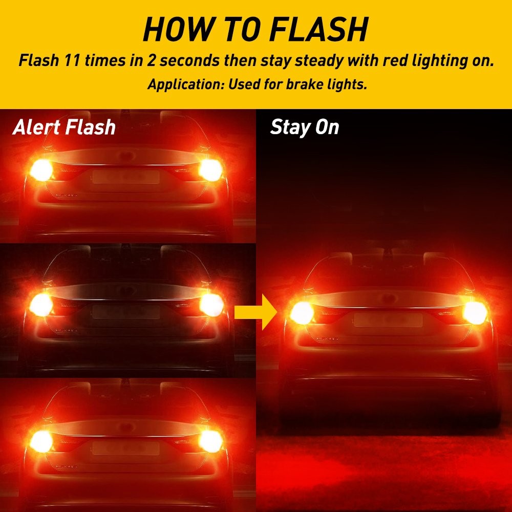 2x AUXITO 7440 7443 LED Strobe Flashing Blinking Brake Tail Light/Parking Bulb A