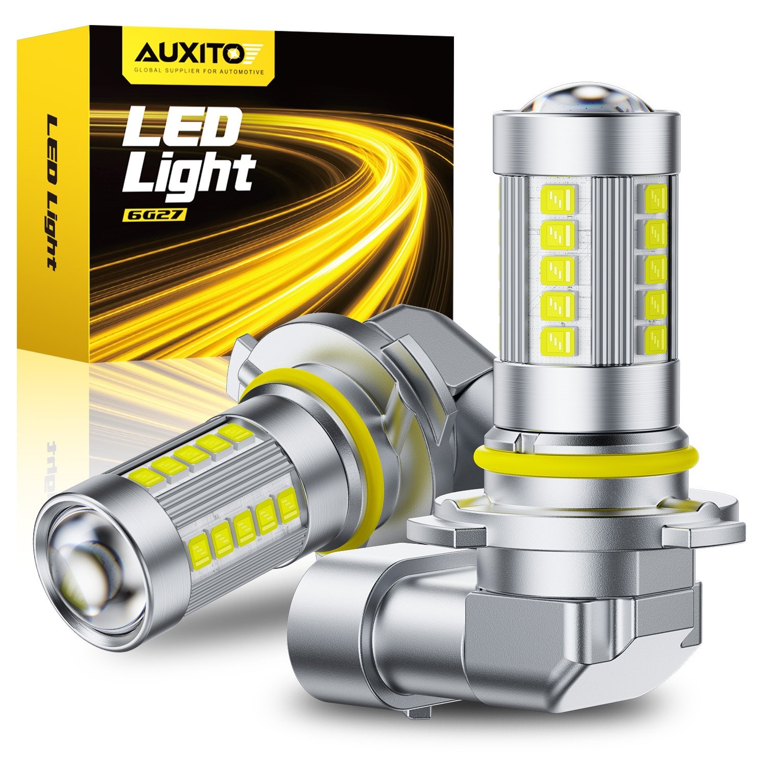 2Pcs AUXITO 9006 LED Headlight Bulb Kit Low Beam 1000LM Super Bright 6500K White