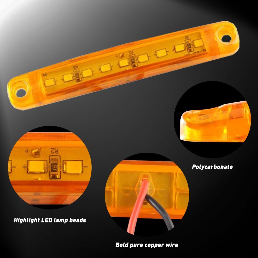 10X Amber LED Side Marker Lights Bullet Clearance Light Truck Trailer Wateproof