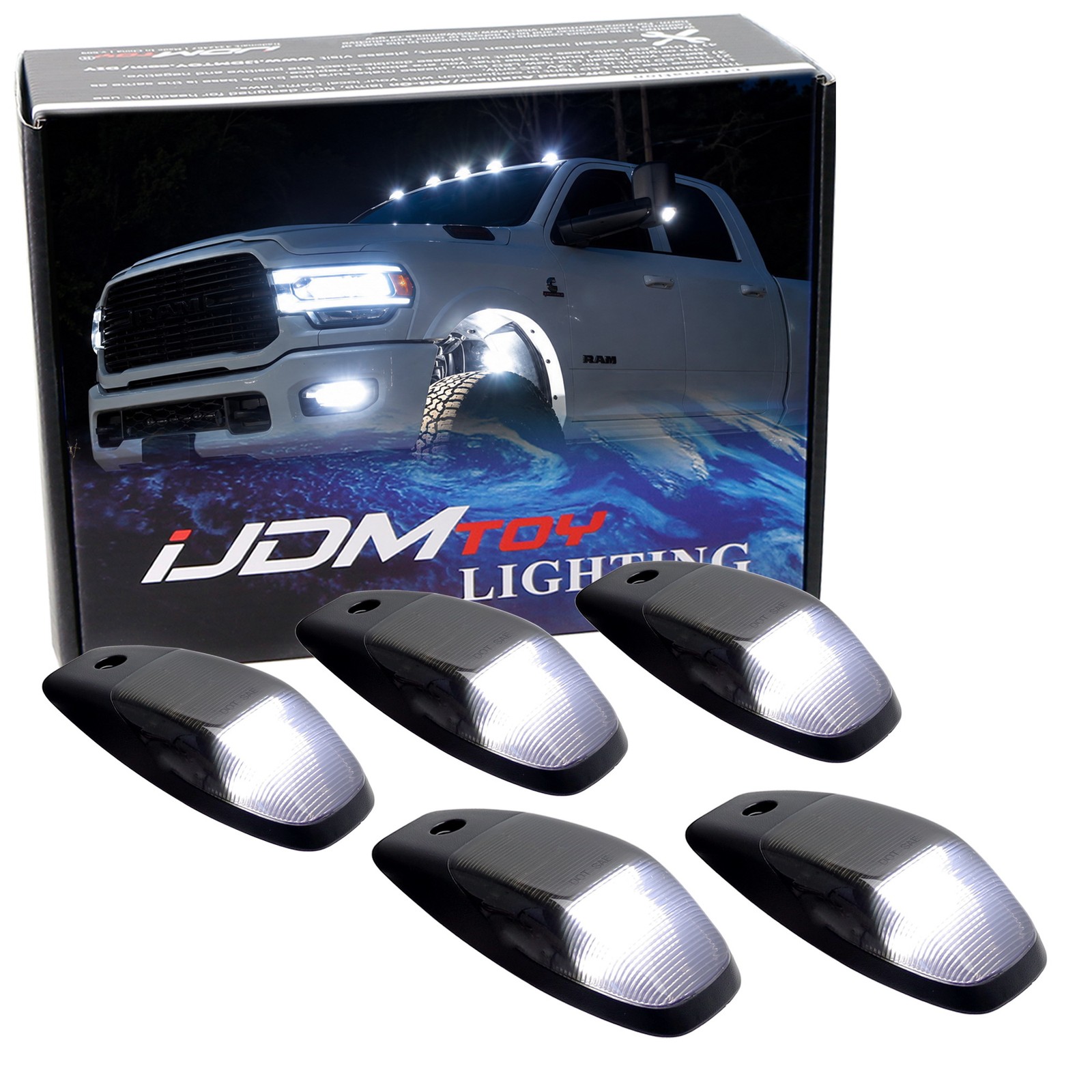 OE-Replace Smoke Lens White Full LED Cab Roof Lights For Dodge 19+ RAM 2500 3500
