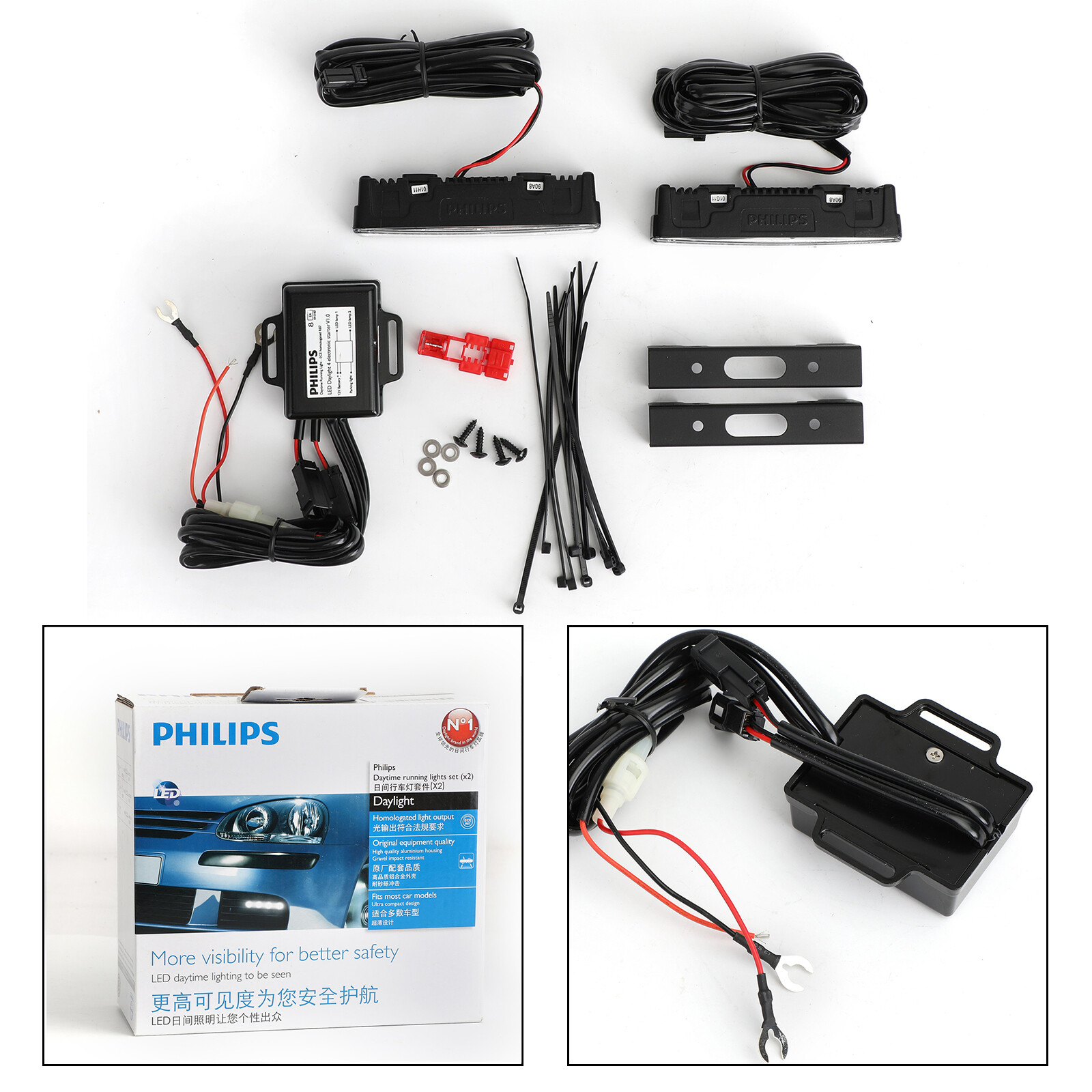 Pair Philips 4LED Luxeon Daylight Daytime Running Light lamp DRL4 12820WLEDX1