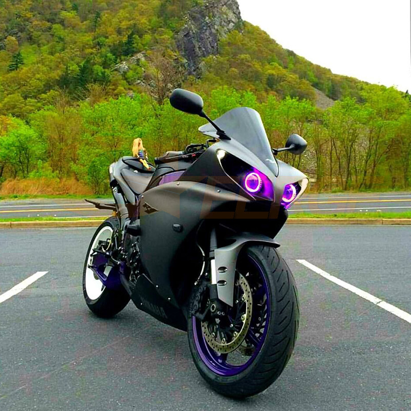 For Yamaha YZF R1 YZF-R1 2009 2014 Multi Color RGB LED Angel Eyes Bluetooth APP