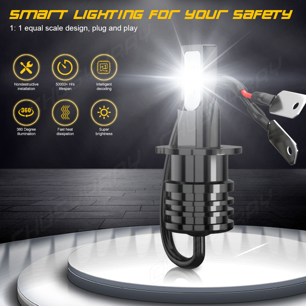 Upgrade H3 LED Headlight Fog Light Bulbs Kit 55W 9800LM 6000K White Super Bright