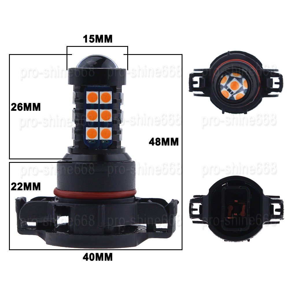 Amber Yellow LED Car Fog Driving Light Bulb Lamp 30SMD 3030 5201 9009 PS24W 5202
