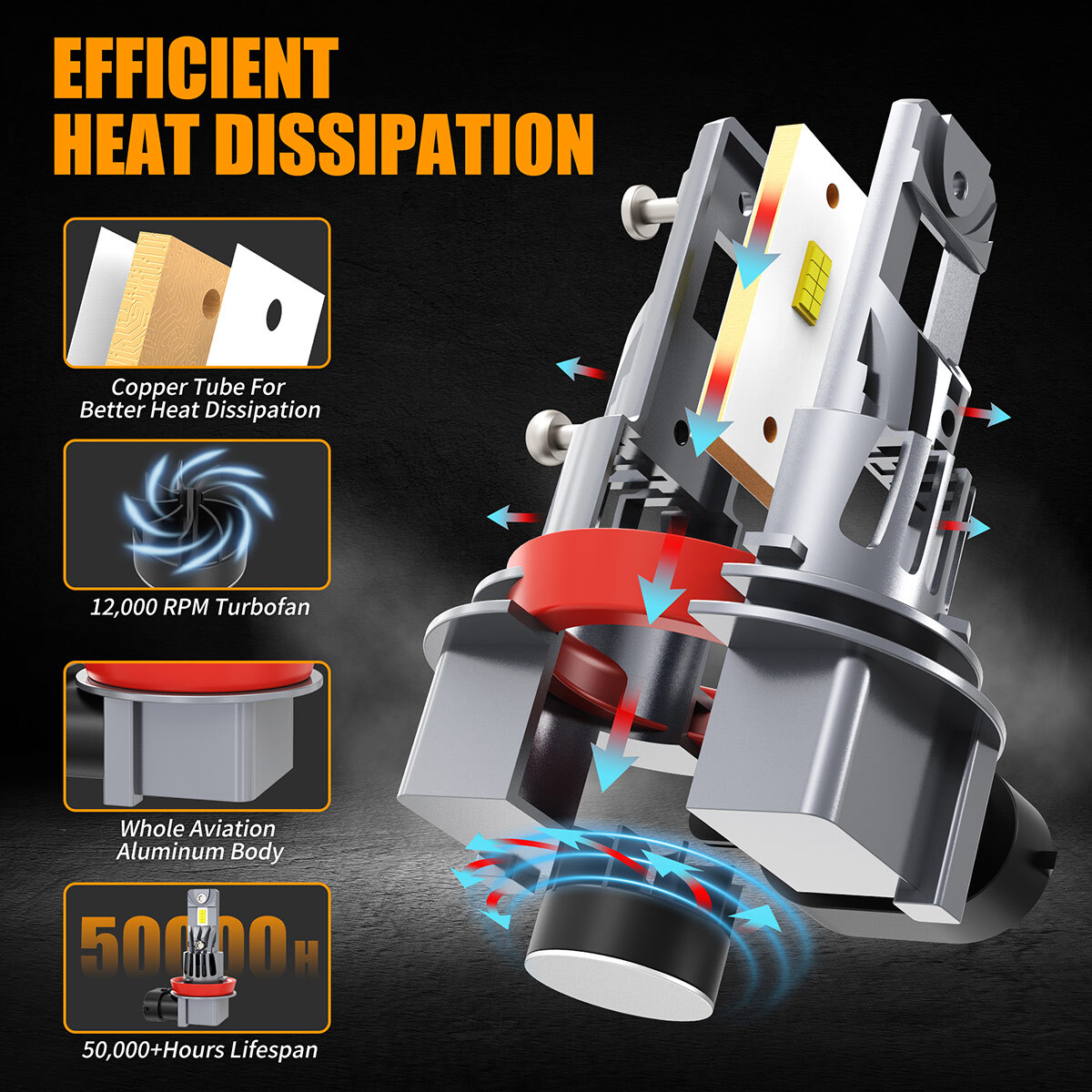 For Chevy Malibu 2013 2014 2015 LED Headlight Conversion Kit Bulbs High/Low Beam