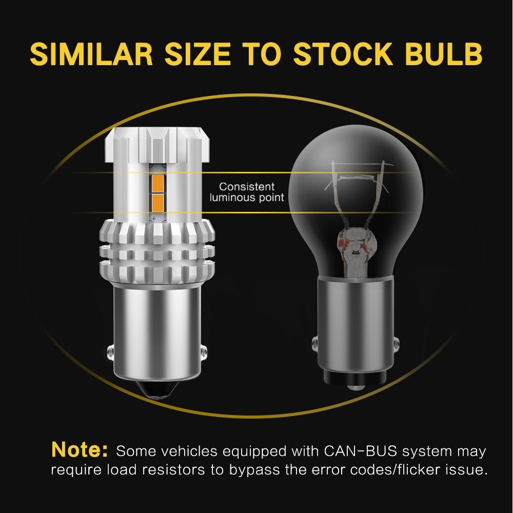 AUXITO 1156 LED Turn Indicator Signal Brake Amber Light Bulbs BA15S Yellow 7506