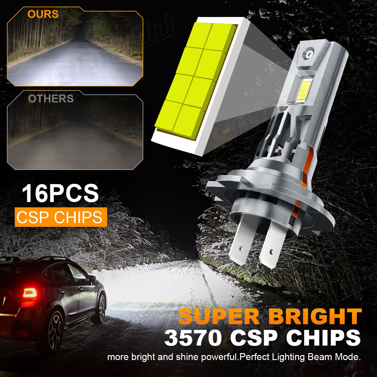 ICE WHITE LED Headlights H7+H11 Combo High Low Beam Light Bulbs 6000K 4x