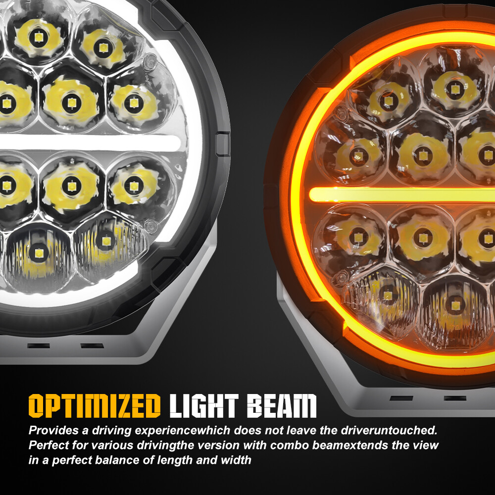 2x 6.5″ Round LED Driving Lights Spot Flood Combo Beam Offroad White Amber DRL