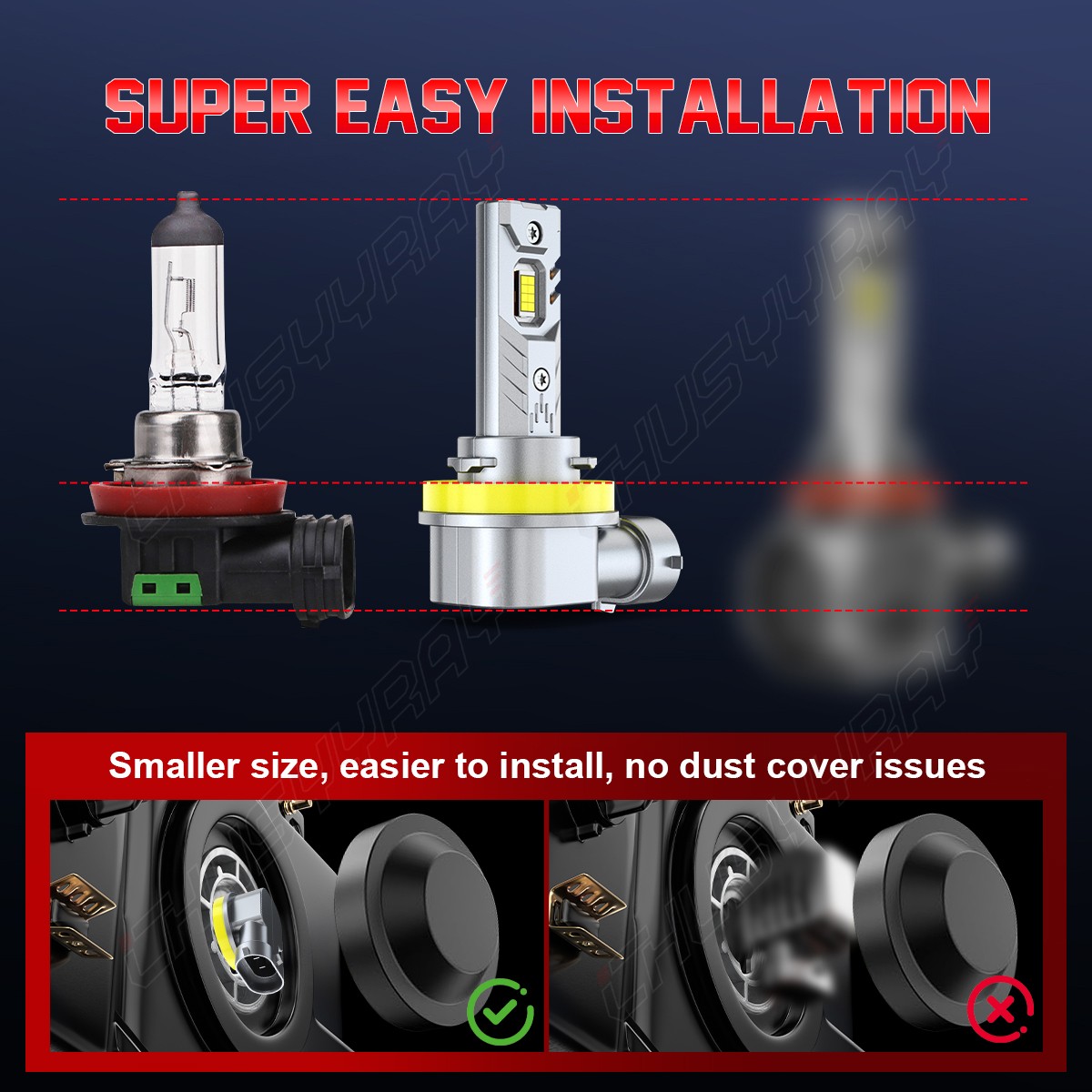 H11 LED Headlight Super Bright Bulbs kit 6000K White 330000LM HIGH/LOW Beam