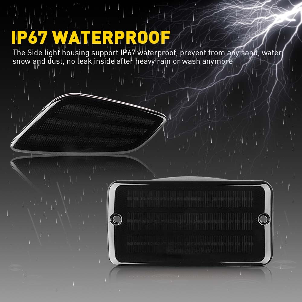 4X LED Smoked Side Marker Light Cover for 1997-2006 Jeep Wrangler TJ Accessories