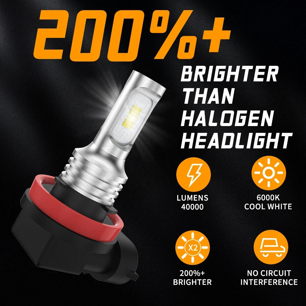 H11 LED Headlight Super Bright Bulbs Kit 8000K White 330000LM High/Low Beam