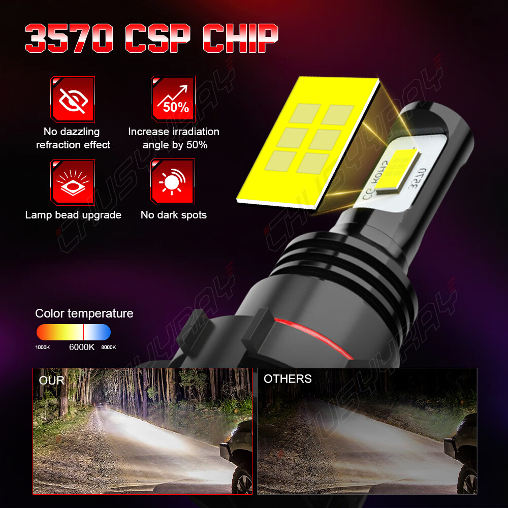 9012/HIR2 H16/5202 LED Headlight Fog Light Kit Bulbs White 6000K Plug&Play 4Pack